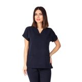 Vehbi Kadın Doktor Hemşire Forması Scrubs Alpaka Kumaş Hastane Nöbet Tek Üst (V Yaka Dr Greys) - XL - Lacivert