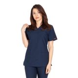 VEHBİ Kadın Doktor Hemşire Forması Scrubs Alpaka Kumaş Hastane Nöbet Tek Üst (zarf Yaka Klasik Kol)