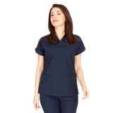 Vehbi Kadın Doktor Hemşire Forması Scrubs Alpaka Kumaş Hastane Nöbet Tek Üst (Zarf Yaka Yarasa Kol) - 4XL - Lacivert