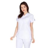 Vehbi Kadın Doktor Hemşire Forması Scrubs Alpaka Kumaş Hastane Nöbet Tek Üst Zarf Yaka Yarasa Kol - Beyaz - 2XL