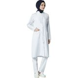 Vehbi Tesettürlü Doktor Öğretmen Hemşire Kadın Uzun Önlük - XL - Beyaz