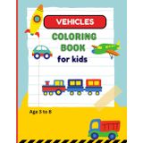 Vehicle coloring book for kids ages 3 to 8 with sample colored images: 45 interesting Vehiles coloring Pictures like Truck, Bus, Helicopter, Train, Scooter and more.