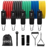 VEICK Direnç bantları seti, 5 fitness bandı, genişletici tüp kauçuk bantlar, taşıma çantalı fitness bandı, pilates güç antrenmanı, fizyoterapi