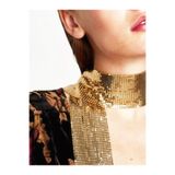 Veille Altın ve Gümüş Renkli Taşlı Işıltılı Choker Şal Kolye & Kadın Gece Kombinleri İçin Boyun Aksesuarı