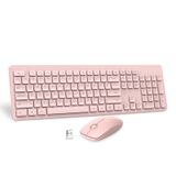 VEILZOR Kablosuz Klavye ve Fare Seti, 2,4 GHz Ultra İnce USB Klavye ve Fare Kablosuz, Su Bırakan Tuş Kapakları, 12 Kısayol, PC Dizüstü Bilgisayar Windows XP/7/8/10, Vista, Mac (Pembe) için Klavye Fare