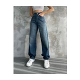 veira Kadın Mavi Baggy Jean Pantolon Bol Kesim Geniş Paça Baggy Jeans