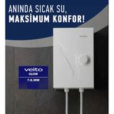 Veito Glow 7-8.3Kw Ani Su Isıtıcısı - A Sınıfı Enerji Tasarruflu, Hassas Sıcaklık Kontrollü Şofben Elektirikli Şofben (Montaj Dahil Değildir.)