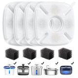 Veken 4 Paket Yedek Filtreler ve Ön Filtre Süngerleri için 74 oz, 94oz ve 140oz Otomatik Pet Çeşmesi Kedi Su Köpek Dispenseri