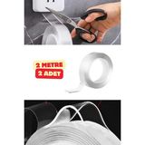 Vekorr 2 Metre Çift Taraflı Bant Şeffaf Nano Yapıştırıcı Tutucu Bandı - 2 Adet
