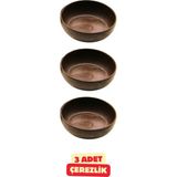 Vekorr 3 Adet Kahverengi Çerezlik Çok Amaçlı Plastik Yemek Kahvaltılık Kasesi Tabak 10 cm