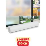 Vekorr 5m x 60CM Uv Engelleyici Buzlu Cam Film Kendinden Yapışkanlı Folyo Duşakabin Balkon Cam Filmi