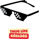 Vekorr Thug Life Güneş Gözlüğü Siyah Parti Piksel Tasarımlı Eğlenceli Gözlük