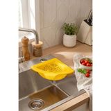 Vekorr Üçgen Lavabo Süzgeci Mutfak Banyo Çöp Tutucu Çok Amaçlı Organizer Pratik Süzgeç - Sarı