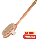 Vekorr Uzun Sap Tutamaçlı At Kılı Fırçası Banyo Çıkartılabilir Saplı Fırça Doğal Malzeme ile