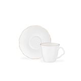 Vela 6 Kişilik 12 Parça Kahve Fincan Takımı - Beyaz/gold - 90 ml