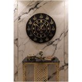VELAKON ALLAH YAZILI İSLAMİ MOTİFLİ LÜKS DUVAR SAATİ AHŞAP&PLEKSİ 50X50 CM SESSİZ AKAR MEKANİZMA