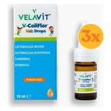 Velavit V- ColiFlor Kids Drops - Çocuk Probiyotik Damla - 10 ml - 3 Adet (Toplam 30 ml)