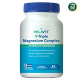 Velavit V- Triple Magnesium Complex - Magnezyum, B6 ve Taurin - 60 Tablet - 3 Adet (180 Tablet)