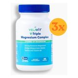 Velavit V-Triple Magnesium Complex - Magnezyum, B6 ve Taurin - 60 Tablet - 3 Adet (Toplam 180 Tablet) - Dezenfektan Hediyeli (%72 Alkol)