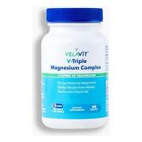 Velavit V- Triple Magnesium Complex - Magnezyum (Sitrat, Malat, Bisglisinat), B6 ve Taurin Içeren Takviye Edici Gıda - 60 Tablet - Dezenfektan Hediyeli (%72 Alkol)