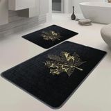 Veldena Çınar Yaprağı 2li Banyo Paspas Takımı (Siyah, 50x80)