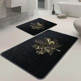 Veldena Çınar Yaprağı 2li Banyo Paspas Takımı - Siyah - 60 x 100 cm