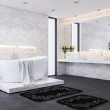 Veldena Gence Motif 2li Banyo Paspas Takımı - Siyah - 60 x 100 cm