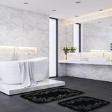 Veldena Gence Motif 2li Banyo Paspas Takımı (Siyah, 60x100)