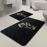 Veldena Melek Desen 2li Banyo Paspas Takımı (Siyah, 50x80)