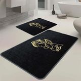Veldena Melek Desen 2'li Banyo Paspas Takımı - Siyah - 60 x 100 cm