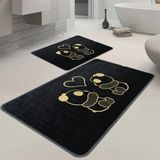 Veldena Panda Desen 2'li Banyo Paspas Takımı - Siyah - 60 x 100 cm