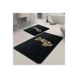 Veldena Zebra Desen 2li Banyo Paspas Takımı, 60x100 cm, Siyah