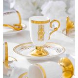 Velelya Porselen Ayaklı Fincan Takımı - Beyaz - Gold - 90 ml