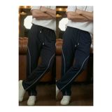 Veleno Erkek 2'Li Lacivert-Siyah Baggy Biyeli Oversize Relaxed 4 Mevsim Eşofman Altı Bol Paça 2 İplik