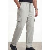 Veleno Erkek Gri Paraşüt Kumaş Kargo Cepli, Ayarlanabilir Paça Klipsli, Baggy Pantolon
