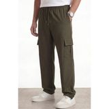 Veleno Erkek Haki Paraşüt Kumaş Kargo Cepli, Ayarlanabilir Paça Klipsli, Baggy Pantolon - 2XL