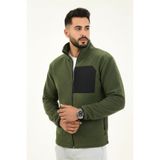 Veleno Haki Erkek Softshell Anti Peeling Polar Ceket 3 Cepli Tam Fermuarlı Ön Parça Detaylı