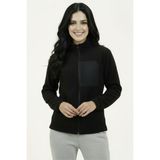 Veleno Siyah Kadın Softshell Anti Peeling Polar Ceket 3 Cepli Tam Fermuarlı Ön Parça Detaylı - Regular Fit