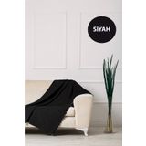 VELERDE HOME Velerde Siyah Şönil Çift Taraflı Çekyat Koltuk Örtüsü Şalı