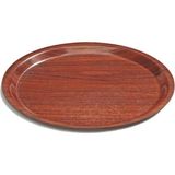 Veliday Ahşap Desenli Kaymaz Kaydırmaz Yuvarlak Tepsi 33 cm Cafe Restaurant Kaydırmaz Tepsi