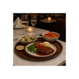 Veliday Ahşap Desenli Kaymaz Kaydırmaz Yuvarlak Tepsi 38 cm Cafe Restaurant Kaydırmaz Tepsi