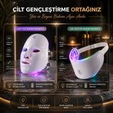 Velkar 7 Renk LED Yüz ve Boyun Bakım Maskesi Işık Terapili Cilt Bakım Cihazı - Beyaz
