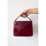 Vellamour Bordo Parlak Geometrik Desenli Kadın Omuz Çantası – Şık & Minimal Tasarım - Bordo-30776