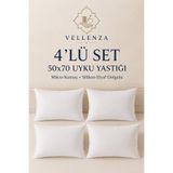 Vellenza 4’lü 50x70 Uyku Yastığı Mikro Kumaş Saf Silikon Elyaf Dolgulu Yumuşak Dolgun Baş Yastığı Vakumlu Paket