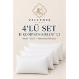 Vellenza 4'lü Premium Dikdörtgen Kırlent İçi %100 Saf Silikon Elyaf Dolgulu Yumuşak Dolgun Koltuk Kanepe Bel Yastığı İç Yastık