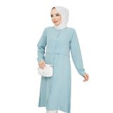 VELLICHOR Medine Ipeği Tunik- Pudra Su Yeşili-721 36