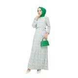 VELLICHOR Piliseli Viscon Kumaş Çiçek Desenli Elbise- Yeşil Yeşil-834 38
