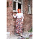 Vellichor Viskon Penye Etek- Siyah/ Kiremit - Orange - 48