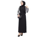 VELLICHOR Yuvarlak Desenli Şifon Kollu Tuğba Model Elbise - Siyah Siyah-749 42