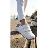 VELLINA Kadın Beyaz Tek Cırtlı Casual Rahat Taban Konforlu Yumuşak Yürüyüş Günlük Sneaker Spor Ayakkabı